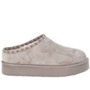 PAWZ Gray Suede Platform Slippers Moccasin Clog
